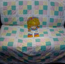 Vtg Rainbow Brite Rare Doll Patchwork Child's Quilt,Blanket Throw 1983 Handmade