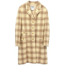 Chanel Single Breasted Coat Beige 96A #42 135636
