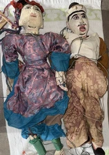 Vintage Wooden Marionettes/Puppets With Robes