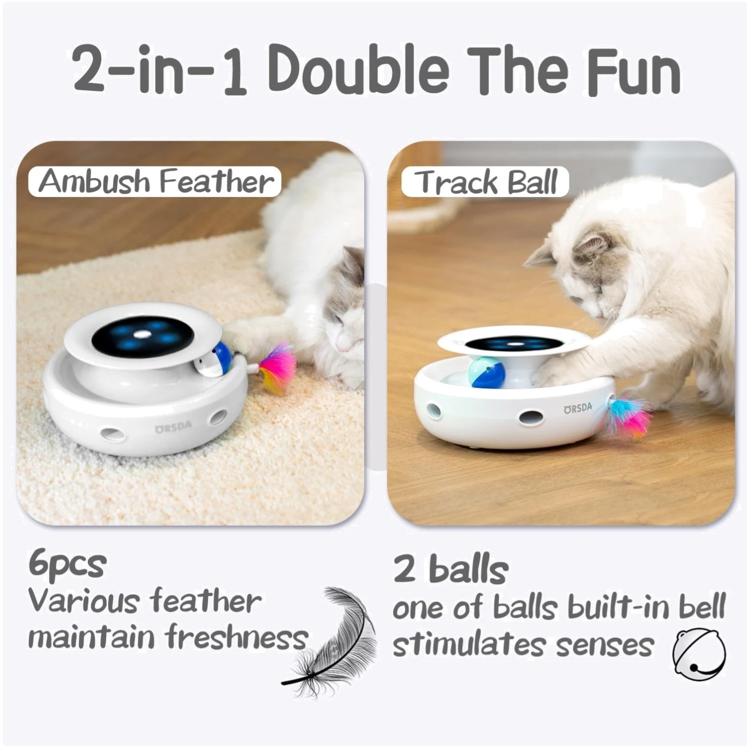 Interactive Cat Toy with Feather Attachments