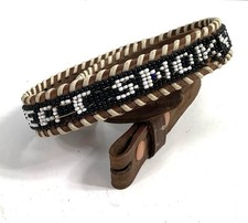 Vintage Beaded 1-3/4 Wide Leather Belt GREAT SMOKY MTS Size 28