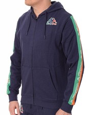  Giacca tuta cappuccio UOMO Kappa Blu Logo Fomino Cotone French Terry 