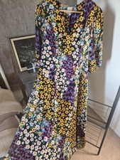 ASOS Floral Patchwork Long Dress Bohemian Autumn Boho Chic Rainbow Flare 4-6