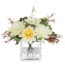 ENOVA FLORAL Mixed Artificial Daisy Floral Arrangements with Vase Table Centerpi