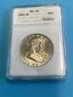 1961-D Franklin Half Dollar ANACS MS64 Old Soap Box Holder