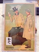 Early 1900's Billiard Post Card. Card Is In A Sleeve Then A Hard Plastic Case