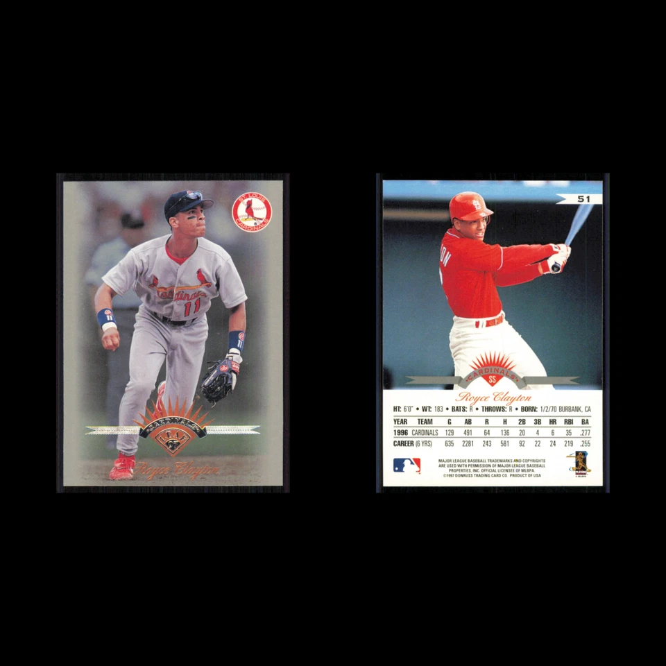 Royce Clayton #51 1997 Leaf St. Louis Cardinals Baseball Card MLB NM - Image 3 of 3