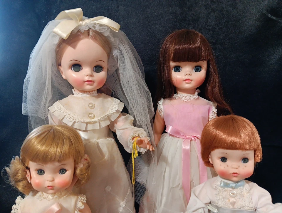 Vintage Effanbee Set Of 4 Dolls Miss Chips & Pun'kin Bridal Party Doll Set 1973 - Image 2 of 4