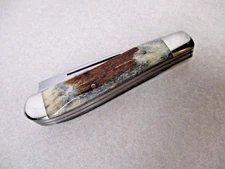 Frost Cutlery Japan One Armed Arm Man Trapper 2 Appaloosa Bone Stag Knife Razor