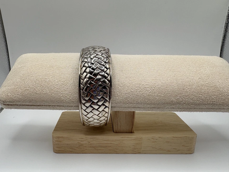 6 «x 25 мм BBJ тяжелый твердого стерлингового серебра сплетенный браслет-манжета, Таиланд - Изображение 3 из 4