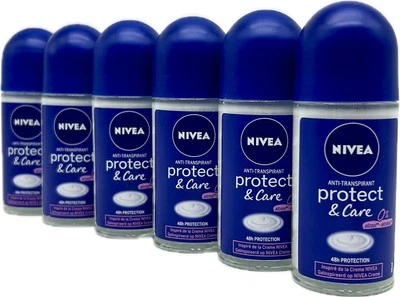 6x NIVEA Protect & Care Deo Roll-On, 48h Schutz, Deoroller , 0% Alkohol