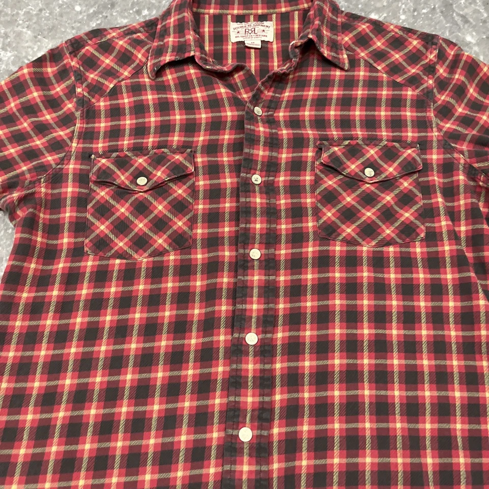 RRL Ralph Lauren Plaid Flannel Shirt 100% Cotton Red Multicolor Size M Medium - Image 4 of 4