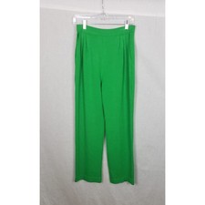 St John Collection Kelly Green Santana Knit Pleated Straight Leg Pants 6 Classic