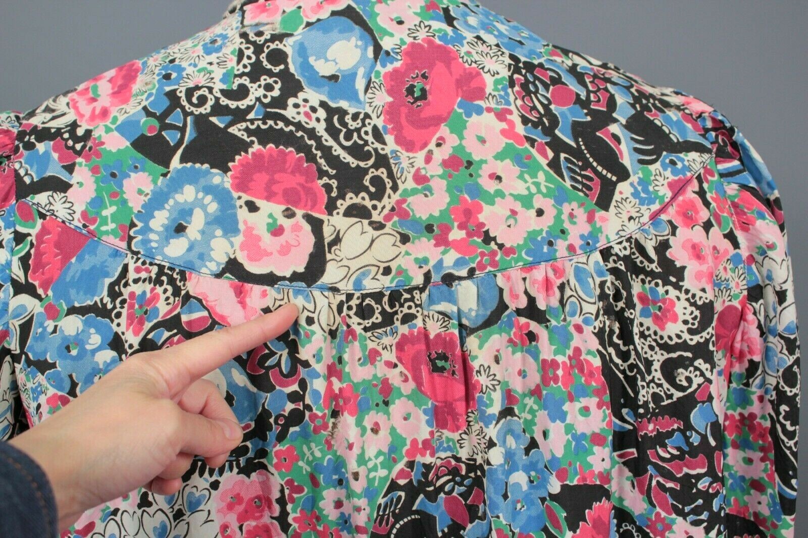 VTG Women's 40s Floral Rayon Jacket W/ Front Pock… - image 8