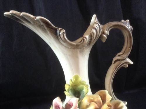 Jarrón vintage con patas de jarra Capodimonte Italia pintado a mano decoración antigua N - Imagen 9 de 11