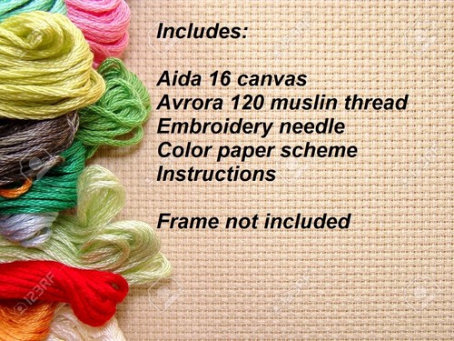 Counted Cross Stitch Kit DIY unprinted canvas Easter Bunny embroidery needlework - Picture 2 of 11