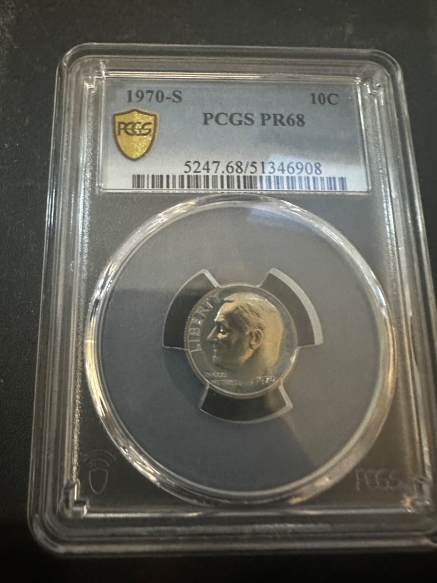 mee☆ 1970 S mint mark Roosevelt dime graded by pcgs as a pr68
