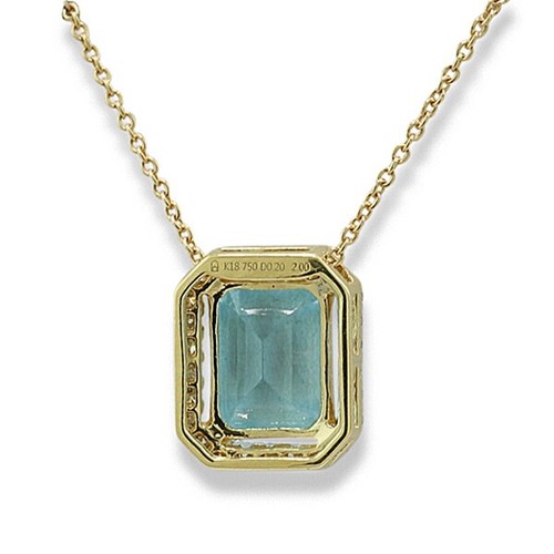 Cadena/Collar Topacio Azul Diamantes 750er Oro Amarillo de Cielo Valor - Imagen 4 de 4