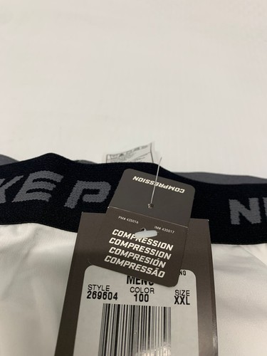 New Nike Pro Compression Shorts White XXL Men's A74 - Picture 6 of 8