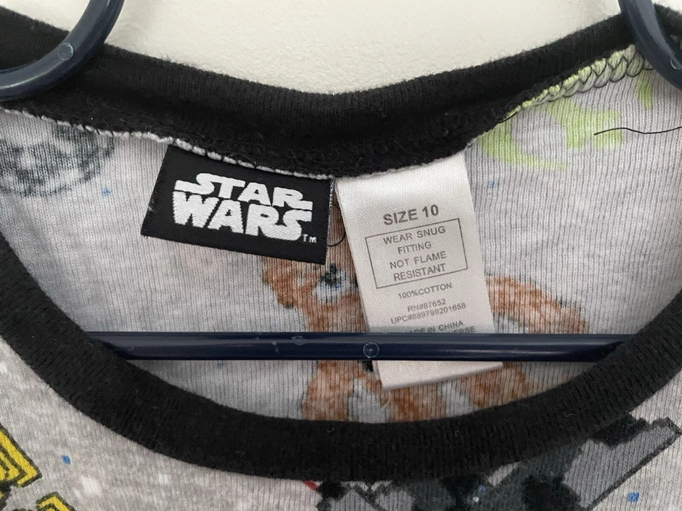 Star Wars Niños Niños Darth Vader Chewie R2-D2 Algodón Manga Corta PJ Top Gris 10 Foto 2 de 4