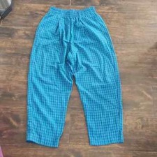 vtg 80s CASUAL CORNER plaid pant M high elastic waist pleated trouser w/ pockets