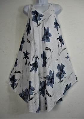 Robe D'Été Floral Ample Femme - 70% Coton 30% Lin, Taille Unique Grande (14-18), Style Plage