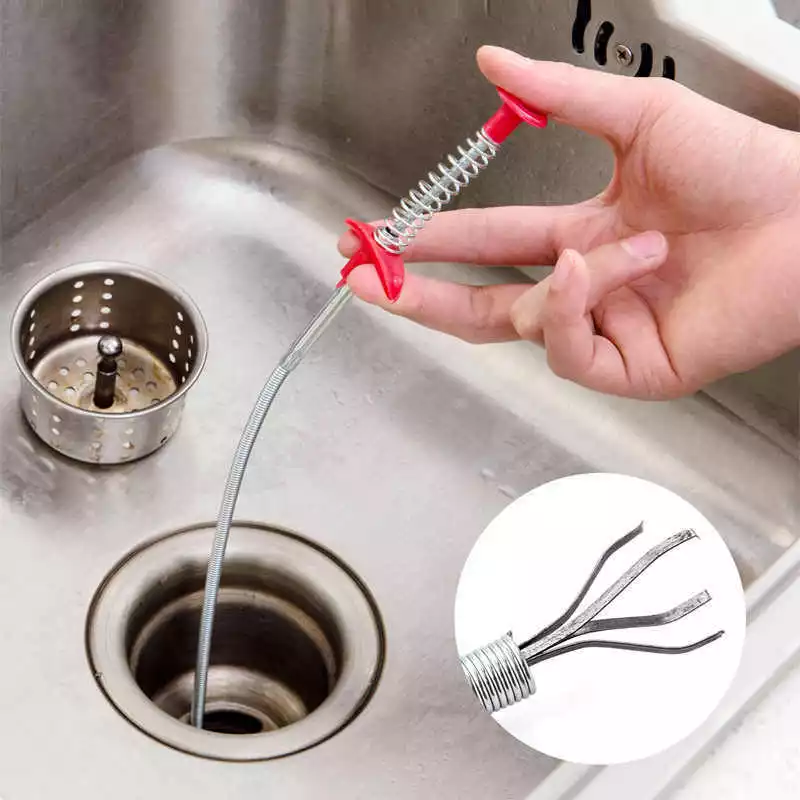 Solid 65cm Long 4 Claw Pick Up Tool Flexible Spring Drain Clean