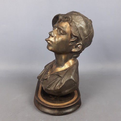 Skulptur Büste Scugnizzo Napoletano Antimon Brüniert Basis Holz Vintage Xx Sec - Picture 5 of 14