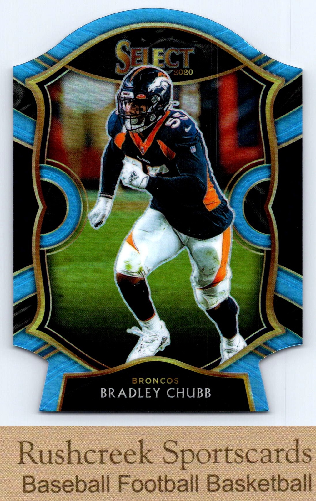 2020 Panini Select #34 Bradley Chubb Broncos Light Blue Prizm Die Cut