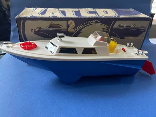 Vintage Boat Ship Plastic Toy In Box - Picture 5 of 7