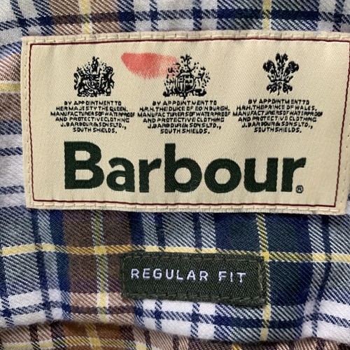 Barbour Reg Fit Long Sleeve Plaid Button Up Shirt 2XL Blue Yellow Cream Brown - Picture 4 of 13