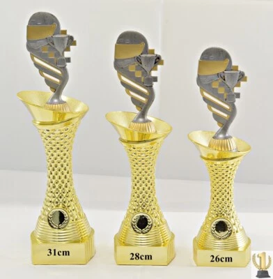 EIGENMARKE Motorsport-Kart Trophäen komplette 3er Serie oder Einzeln mit Wunschbeschriftung