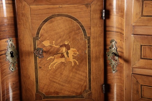Antiker Barock Tabernakel Sekretär 18 Jh. Nussbaum Einlegearbeiten nur 90 cm Bre - Bild 16 von 22