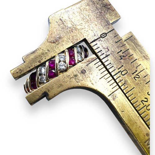 Natural Ruby Gemstone 14k Gold Diamond Band Ring - Picture 10 of 13