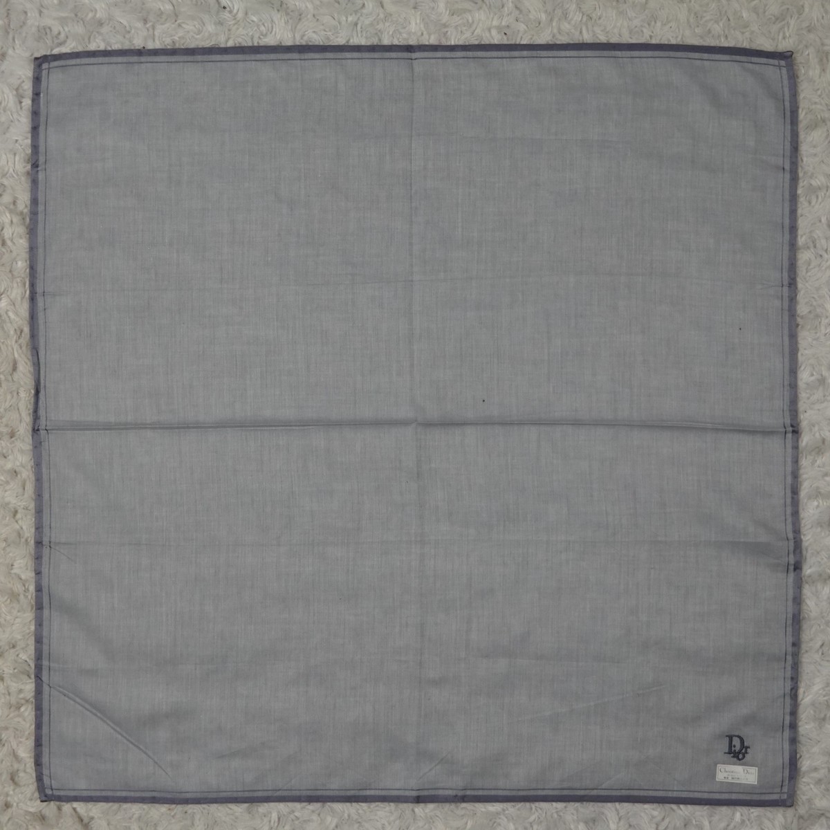 ChristianDior　コットンスカーフ L577 DIOR Gray Solid Cotton Scarf Scarves Pocket Square 18