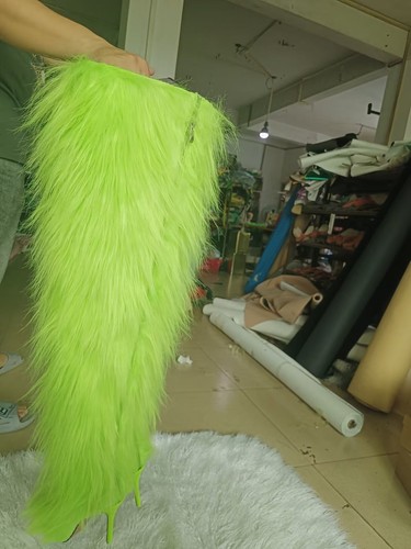 2023 Green Purple Feather Fur Tassel Thigh Boots High Heels Over The Knee Boots - Picture 8 of 43
