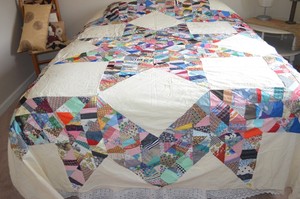 Vintage-50-039-s-60-039-s-Mid-Century-Crazy-Quilt-Top-King-Size-98x98