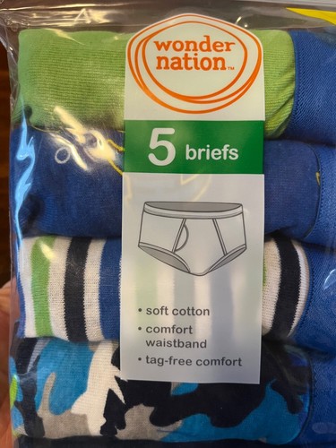 NIP-Wonder Nation, 5 Pack, Blue/Shark Themed Briefs/Underwear-Boys Size Medium/8 - Picture 2 of 4