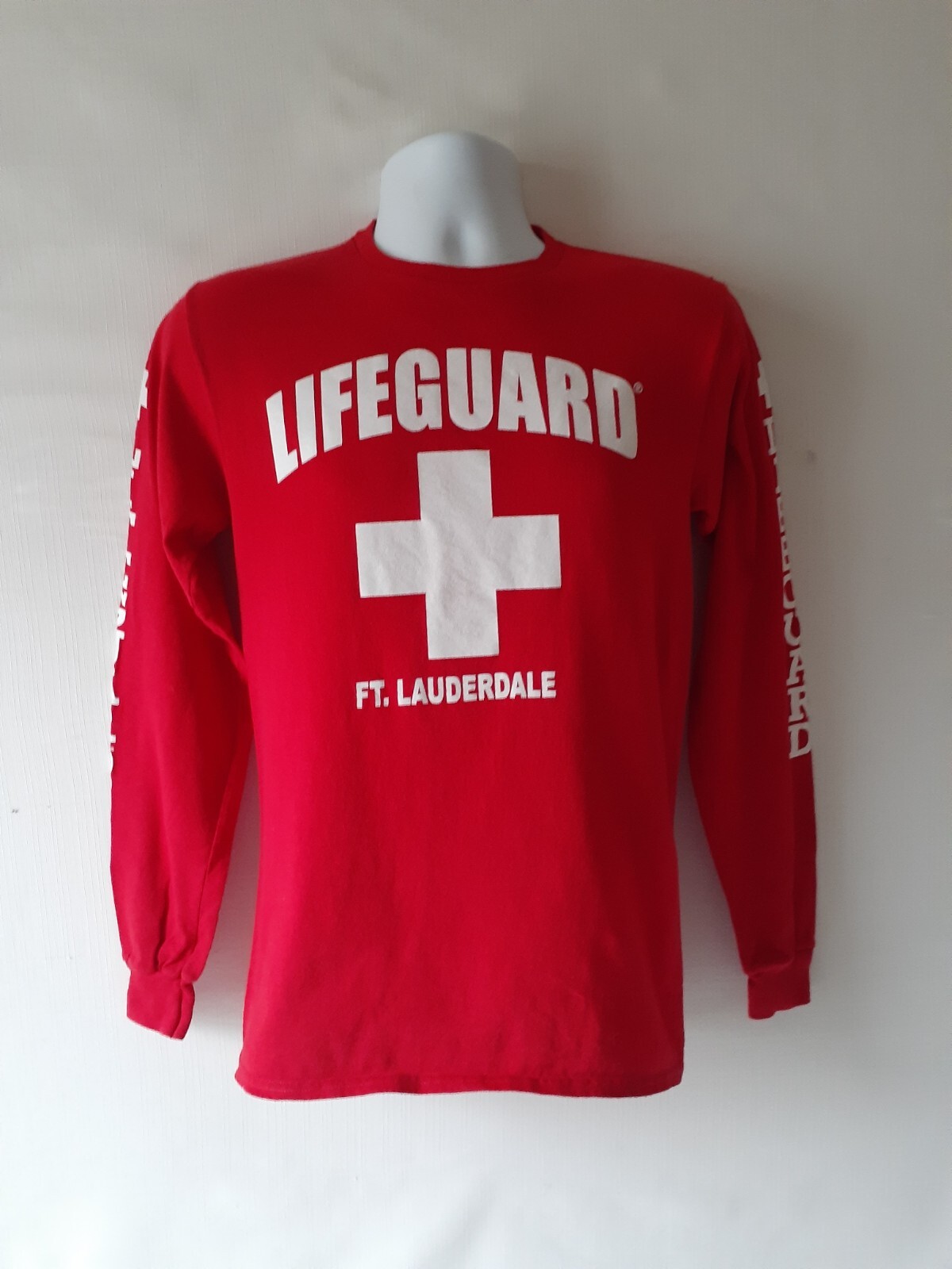 Lifeguard Fort Lauderdale men's red long sleeve graphic Tshirt size S