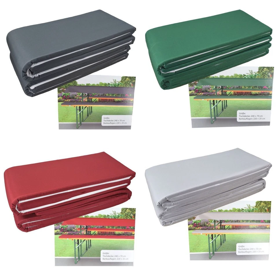 EXPO Bierzeltgarnitur Auflagen Set 3tlg. Bankauflagen Tischdecke Bierbankauflagen