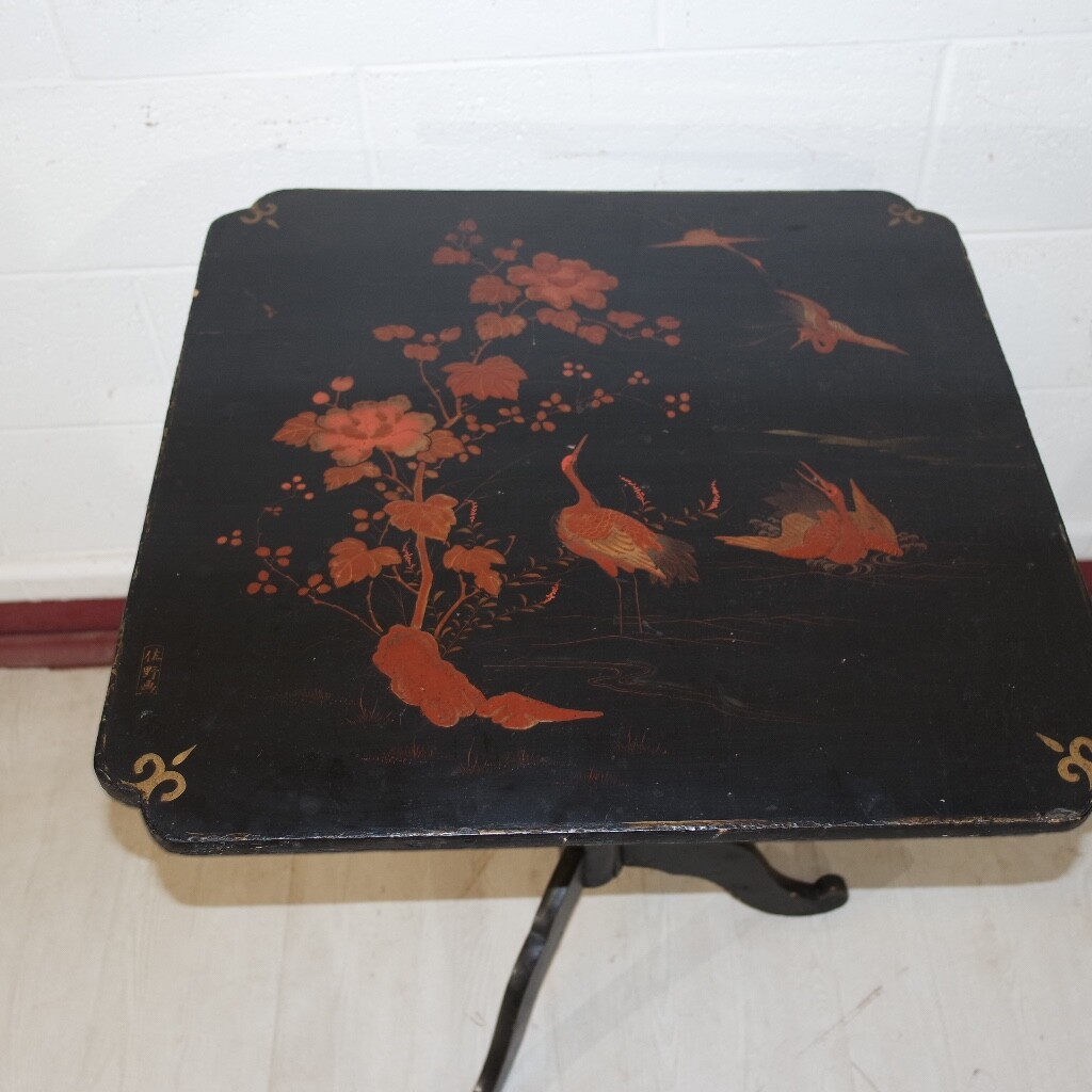 elegante tavolo laccato "a vela" stile orientale epoca '800 francese - Foto 8 di 24