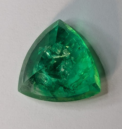 Natural Loose Gemstones 7-8 Ct Certified Green Emerald Trillion Cut - Picture 15 of 20