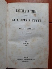 RISORGIMENTO - L'ANCORA D'ITALIA LA VERITA A TUTTI - CARLO VITALINI 1851