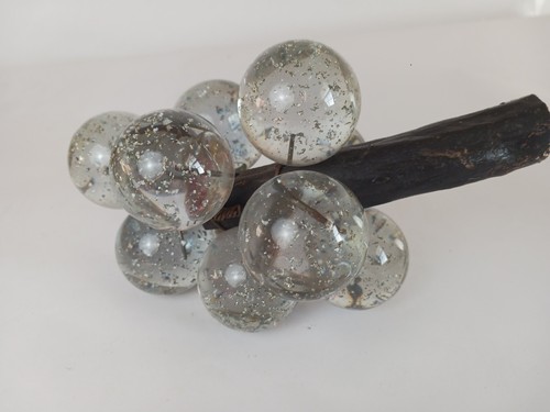Vintage MCM Clear, Silver Speckles, Lucite Grape Cluster Driftwood 7" - Picture 2 of 7