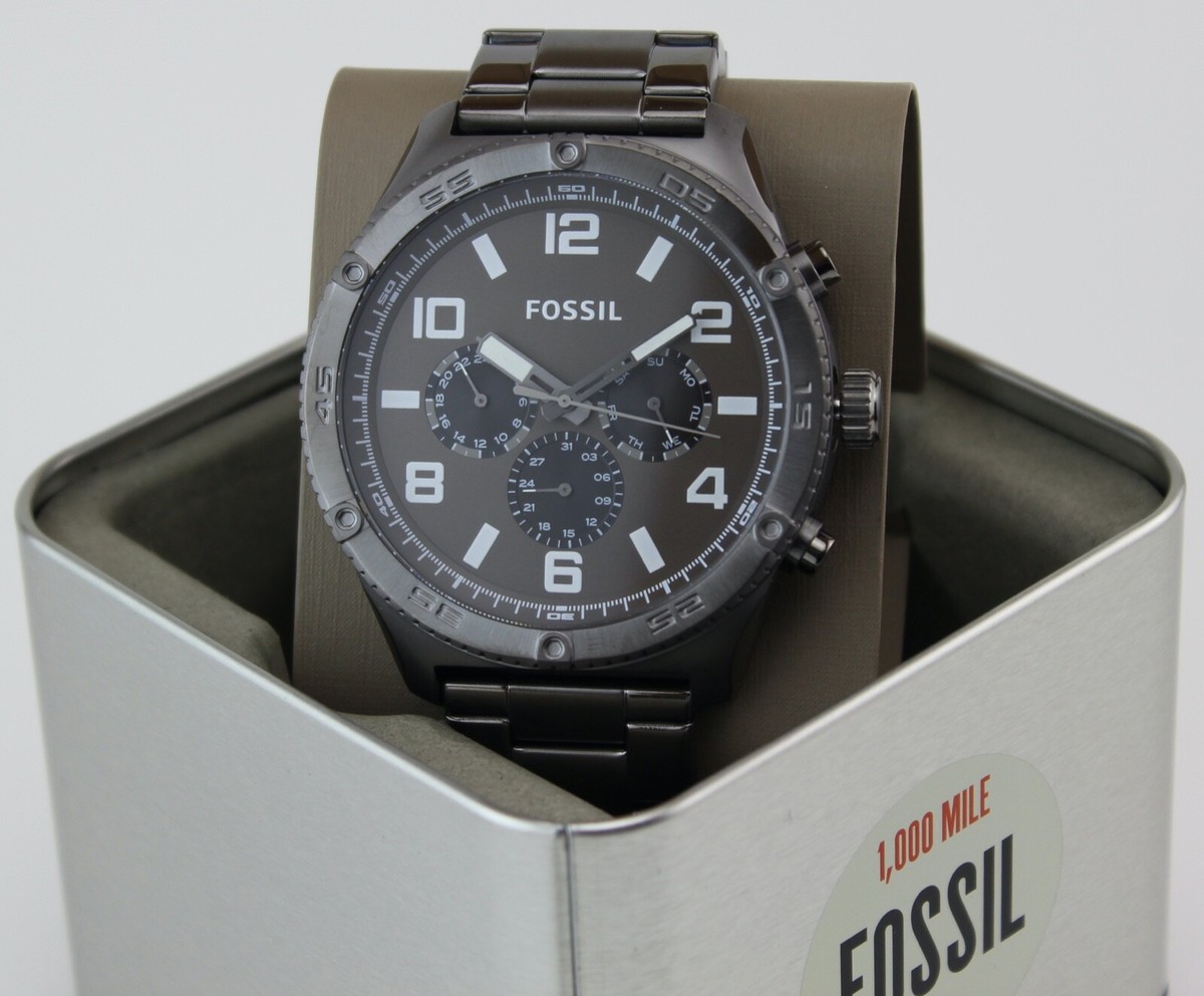 NEW AUTHENTIC FOSSIL BROX MULTIFUNCTION GRAY SMOKE CHRONOGRAPH 