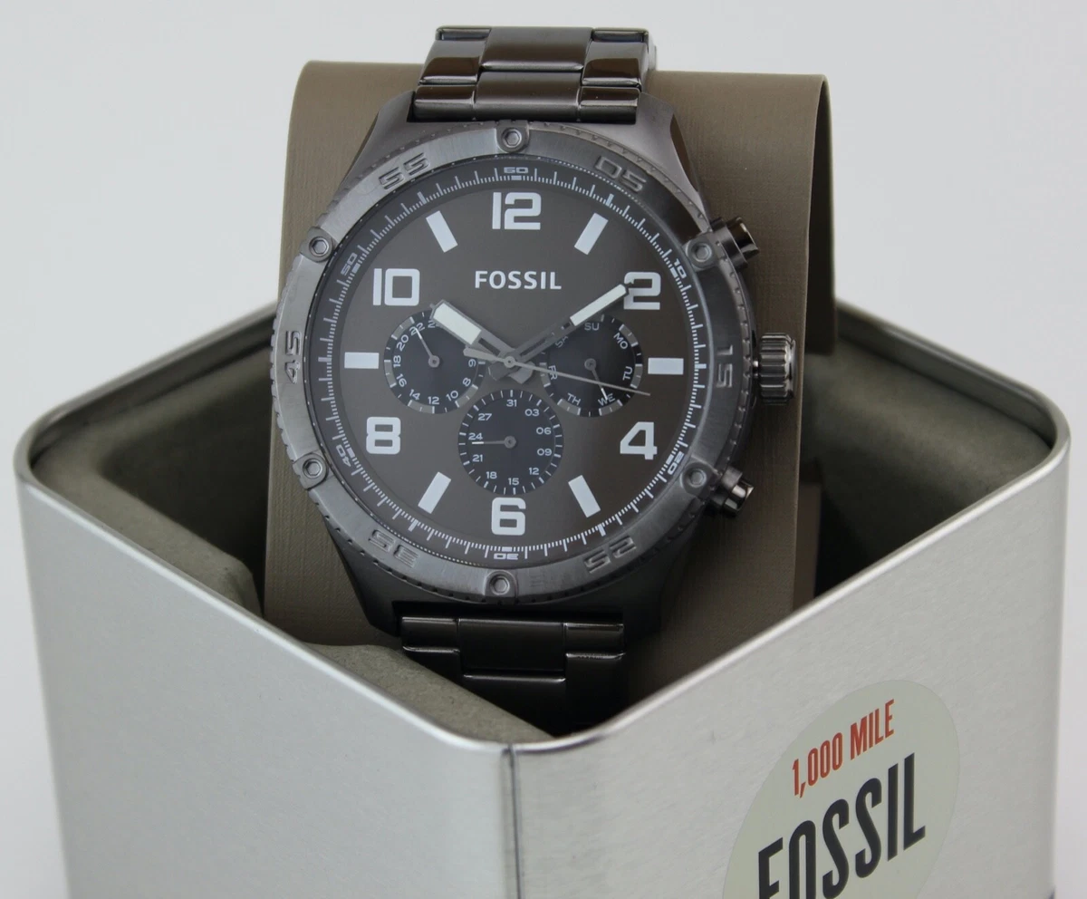 NEW AUTHENTIC FOSSIL BROX MULTIFUNCTION GRAY SMOKE CHRONOGRAPH 