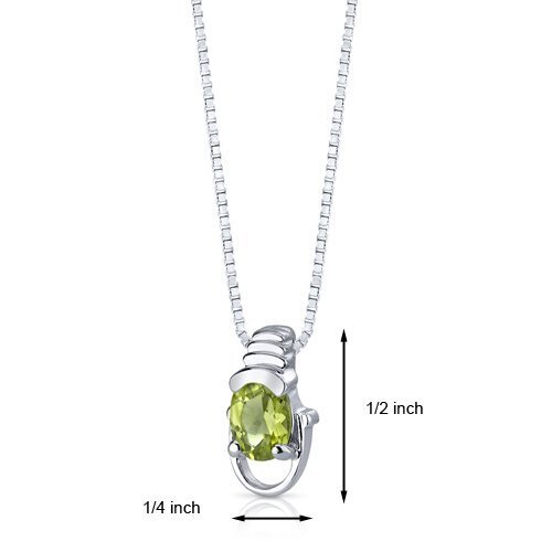 Peridot Pendant Necklace Sterling Silver Oval Shape 0.75 Carats SP4662 - Picture 3 of 3