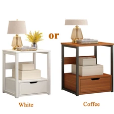 Wood Nightstands with Drawer Bedside End Tables Sofa Table for Bedroom Home