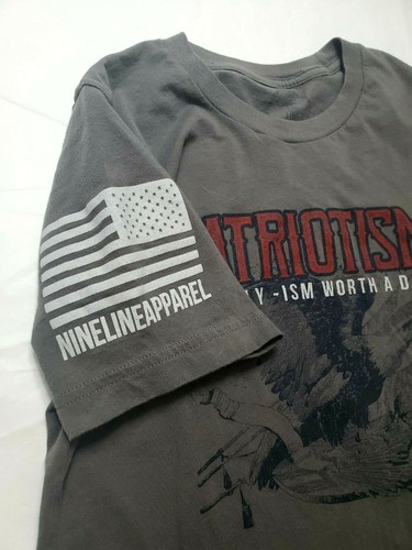 Nine Line Mens Size S Graphic Tee Gray Short Sleeve Cotton Veteran American Tee - Picture 5 of 8