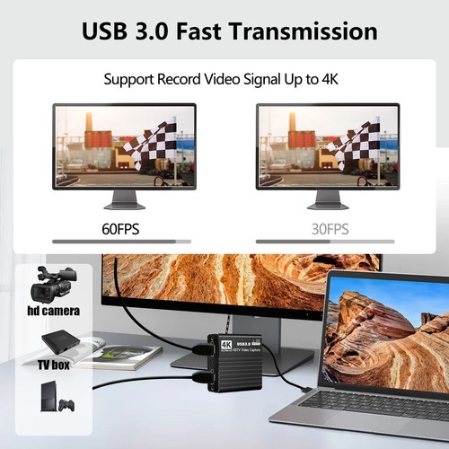 Capture Card For Streaming 1080P Video Capture Device 60FPS Adapter 4K Candid - Picture 7 of 12